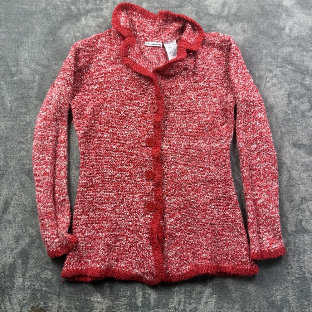 Mary-Kate And Ashley Girls XL Red Marled Knit Button Cardigan Sweater 14/16